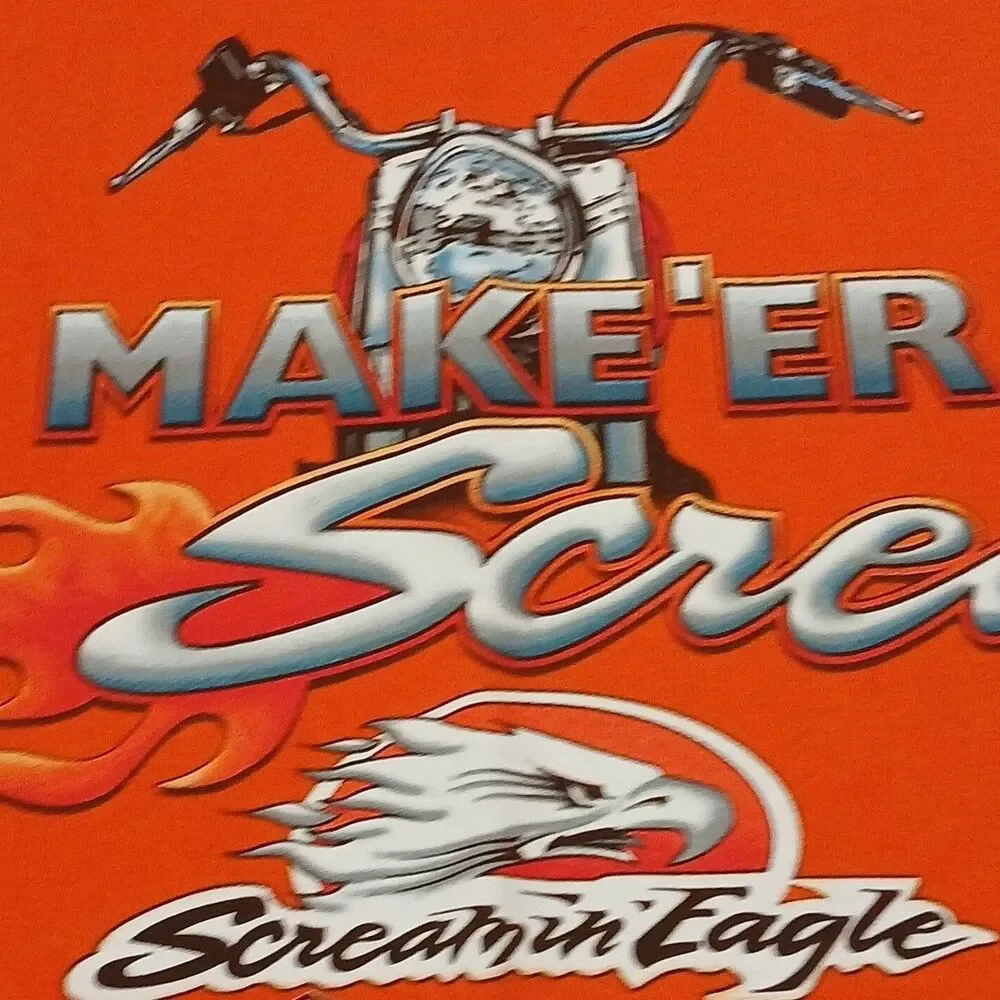 Vintage Harley Davidson Maker'er Scream Screaming Eagle/ Mid-Oh Orange M Y2K S.S